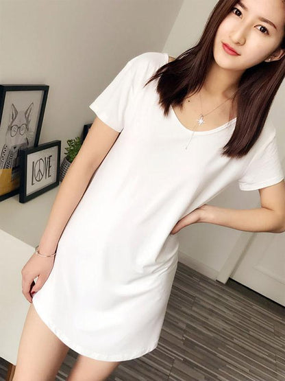 Leisure Solid V-Back Dress Pajama