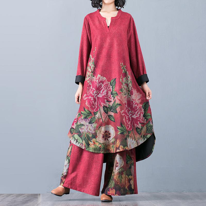 Buykud Comfortable Soft Floral Printed Two Piece Suit