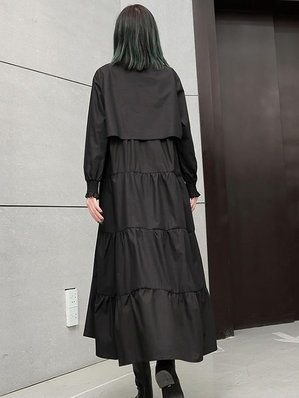 Plus Size Solid Fashion Tiered Midi Dresses