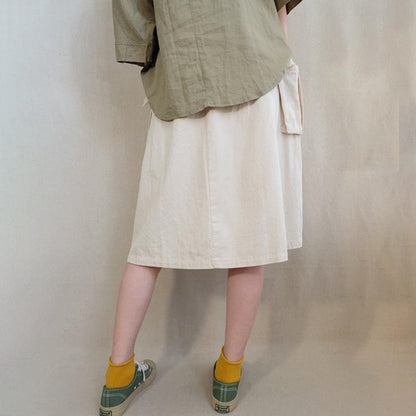 Double Layer Solid Color Pockets A-Line Skirt