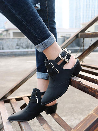 Fashion Double Buckle Pointed Shoes