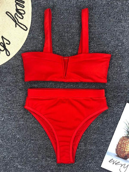 Bandeau With High Waist Bikini Set