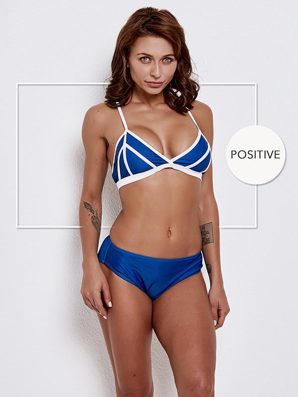 Solid Bottom Triangle Top Bikinis Swimwear