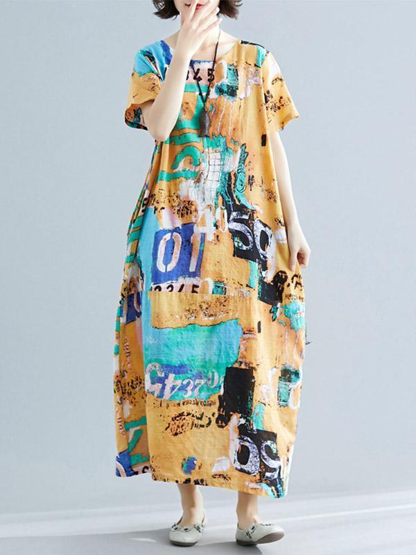 Original Printed Round-Neck Dress