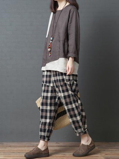 Loose Split-joint Round-neck T-shirt