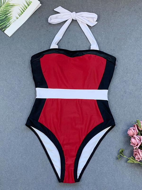 Strapless Splice One-Piece Swimwear