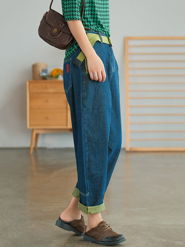 Simple Empire Waisted Wide Leg Harem Jean Pants