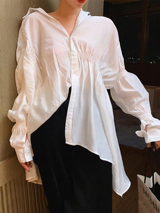 Elegant Irregular Puff Sleeve Shirt