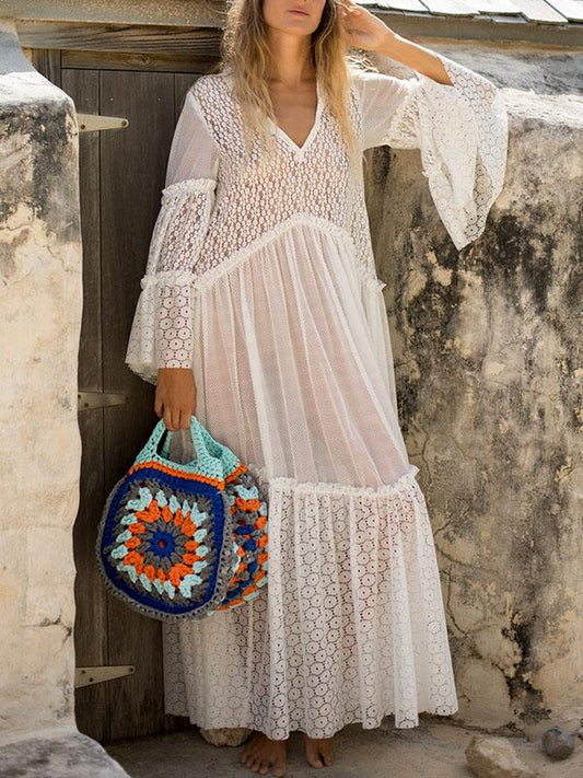 Presale Split-side Flared Sleeve Maxi Dress