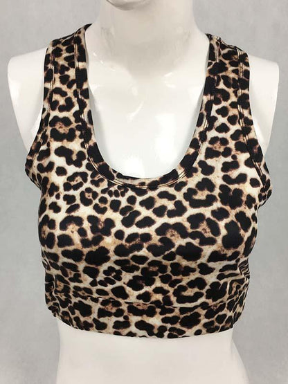 Leopard Printed Sports Vest Top And Leggings
