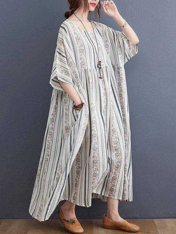 Original Floral Split-Joint Short Sleeve Maxi Dress