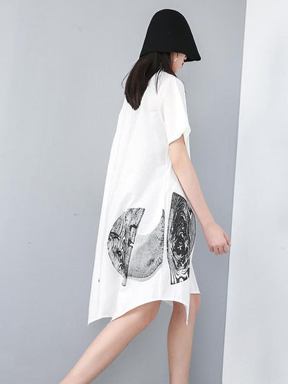 Ink Printed Cropped Shirt Dress