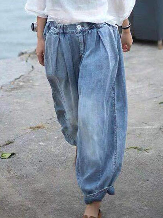 Loose Retro Denim Harem Pants