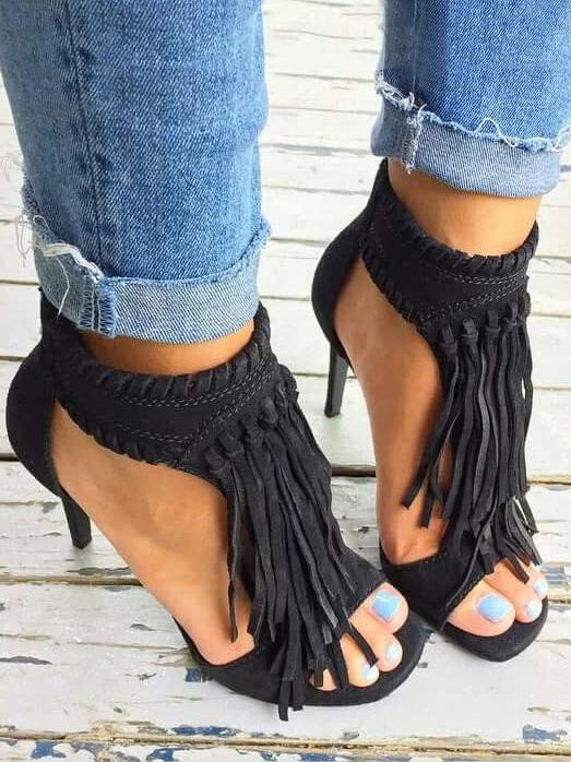 Pretty Tassels Heels Shoes