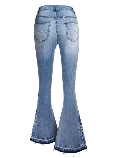 Fashion Embroidered Jean Pants Bottoms