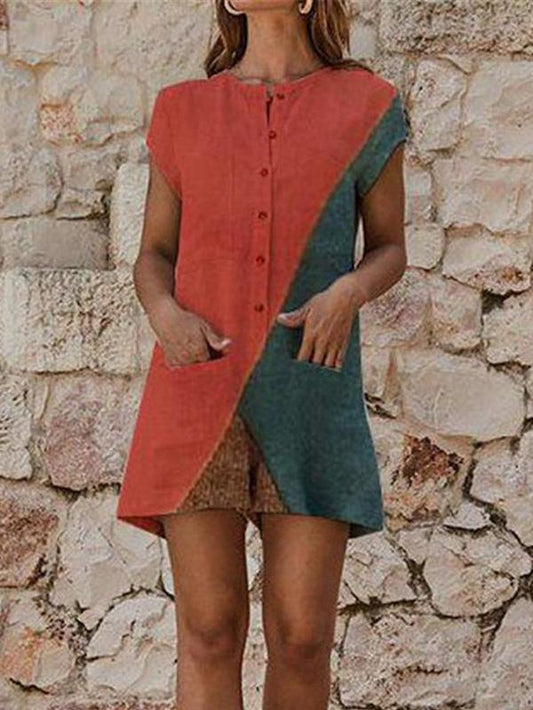 Color Block With Pocket Romper