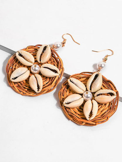 Shell Nature Fiber Handcraft Pearl Earring Accessories