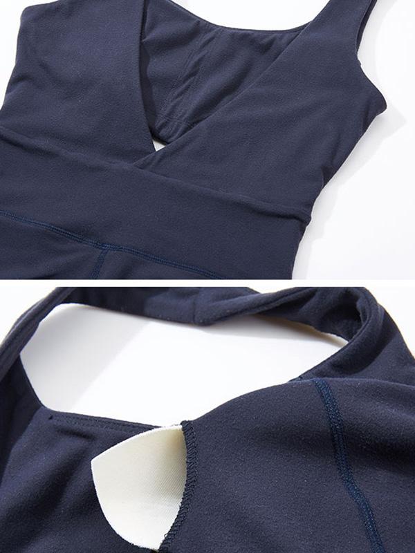 Solid Backless Yoga Jumpsuits