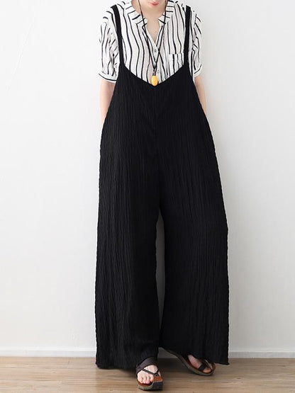 Loose Black Wide Leg Jumpsuits