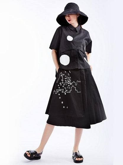 Loose Polka-dot Split-joint Shirt