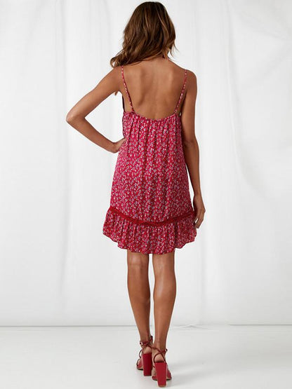 Floral Printed Tasseled Mini Dress