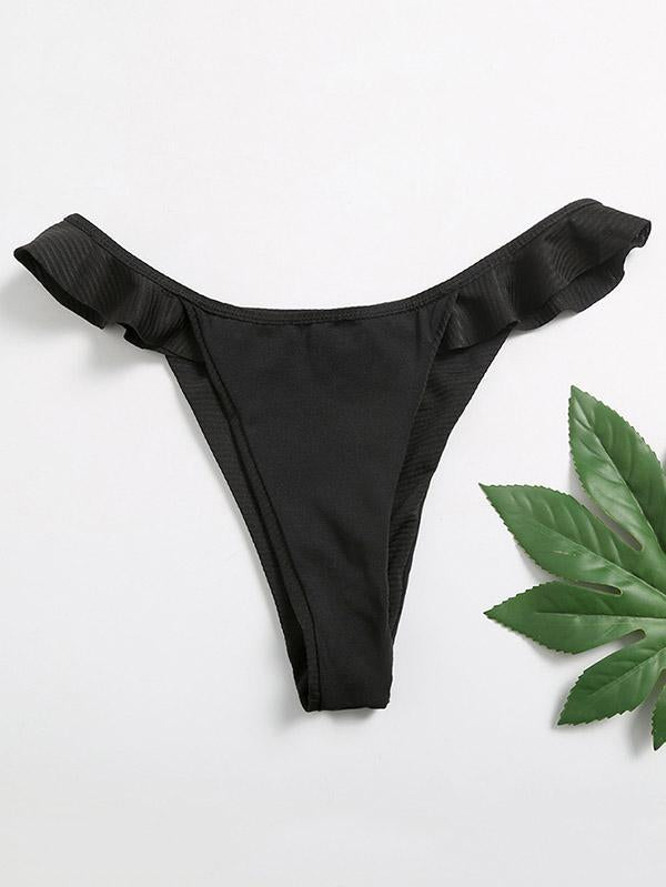 Spaghetti-Neck Falbala Bikini Swimsuit