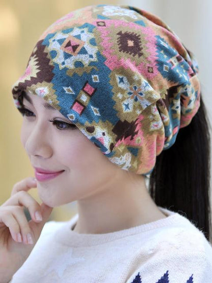 Printed Floral Geometric Elastane  Hood