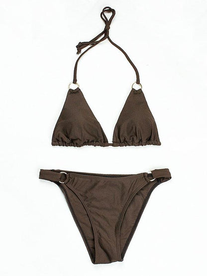 Sexy Triangles Iron Ring Split Bikini Swimsuit