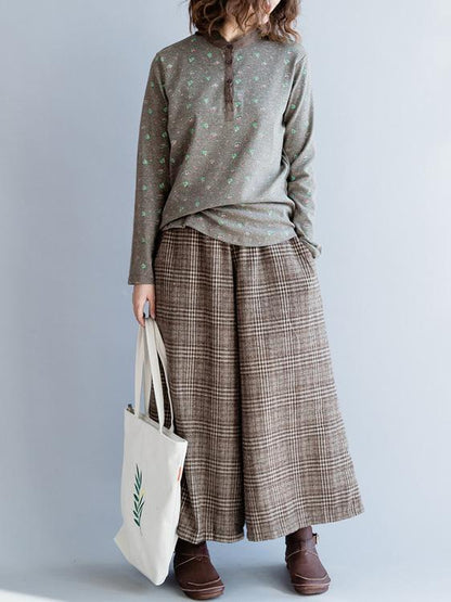 Floral Simple Long Sleeves Vintage Shirt Top
