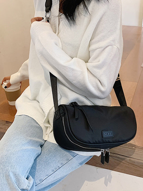 Casual Solid Color Oxford Cloth Shoulder Bag