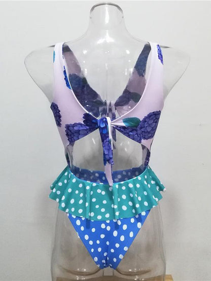 Knot Front Hollow One-piece Swimwear
