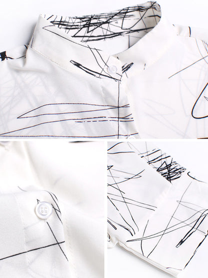 Simple Loose High-Low Contrast Color Blouse