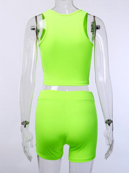 Embroidered Vest Tops Wrap Shorts Sports Suits