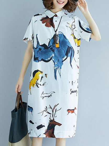 2019 Summer New  Oversize Printed T-Shirt Dress