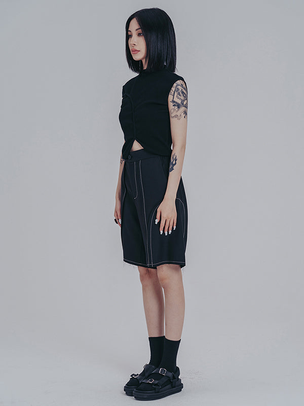 Original Irregular Contrast Color Split-Joint Vest Top