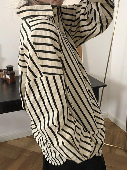 Vintage Stripes Loose Fashion Blouse Top
