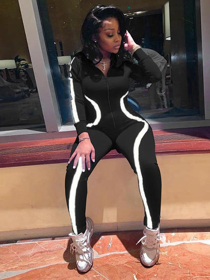 Zipper Skinny Long Sleeve Jumpsuits