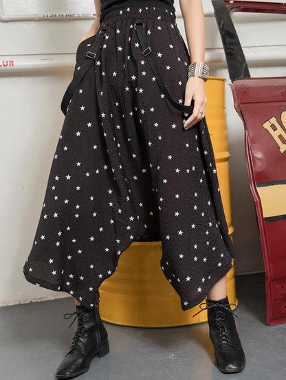 Loose Elastic Waist Harem Pants
