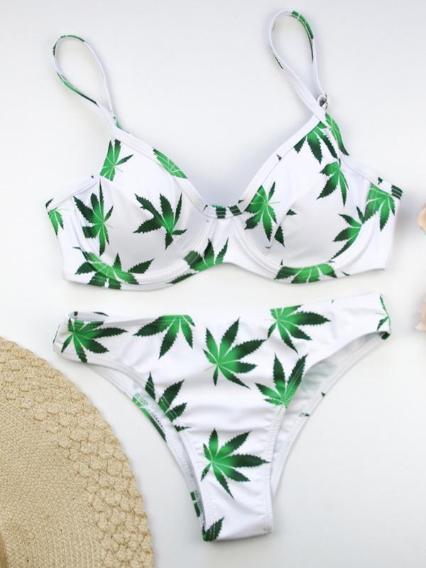 Ombre Contrast Floral Bikini Swimsuit