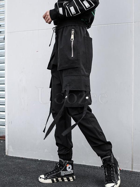 Casual Zipper Drawstring Overall Pants