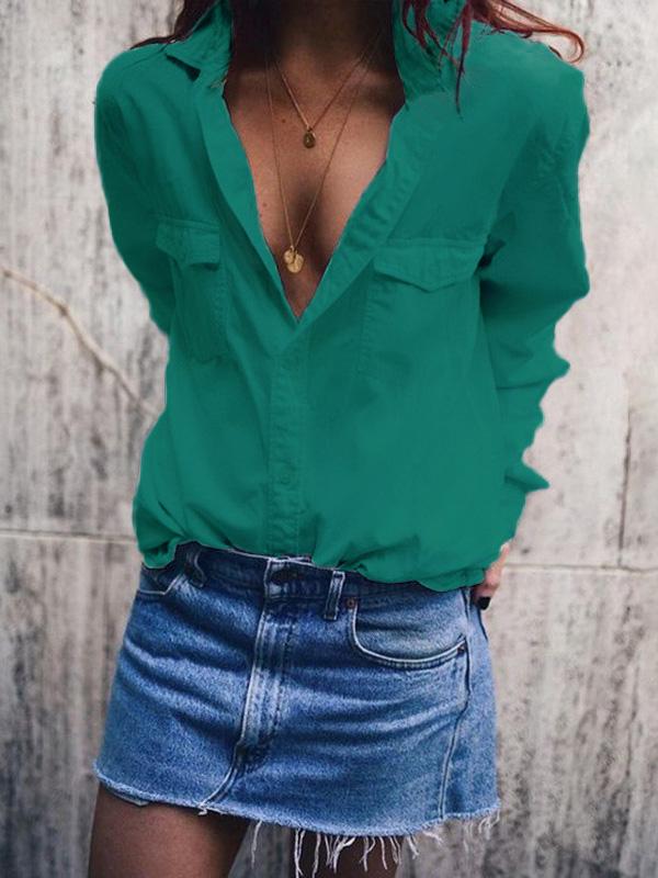 Loose Lapel Collar Blouses&Shirt Top
