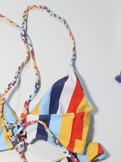 Random Cut Stripes Bikinis Swimwear