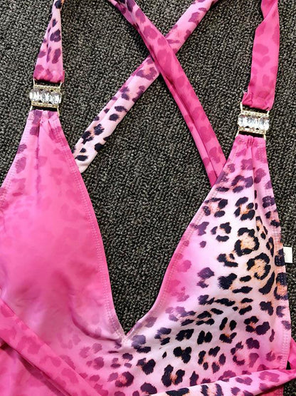 Leopard Backless One-Piece Swimsuit