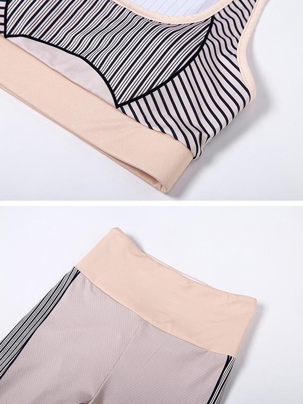 Lift-Hip Striped Bra&Fitness Leggings Suits