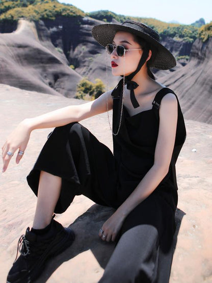 Light Ruffled Solid Wide Leg Pants Jumpsuits