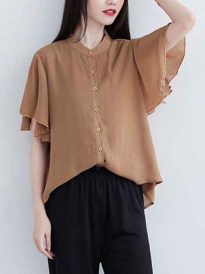 Original 14 Colors Falbala Lapel Blouse Tops