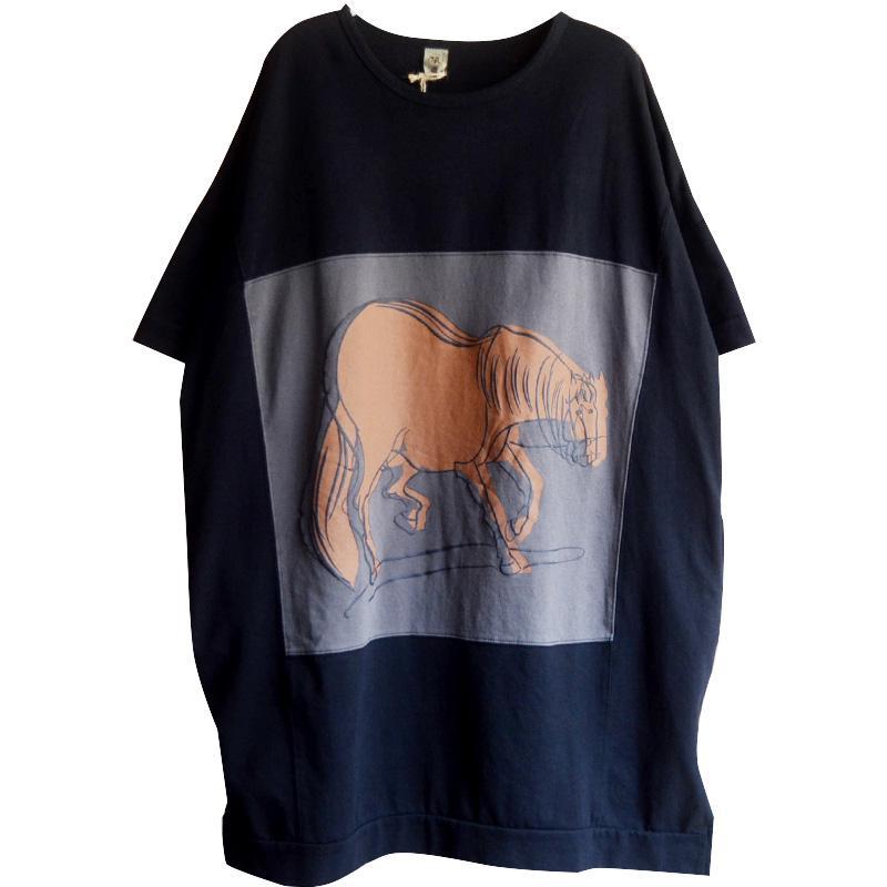 Casual Loose Cartoon Print Cotton Dress