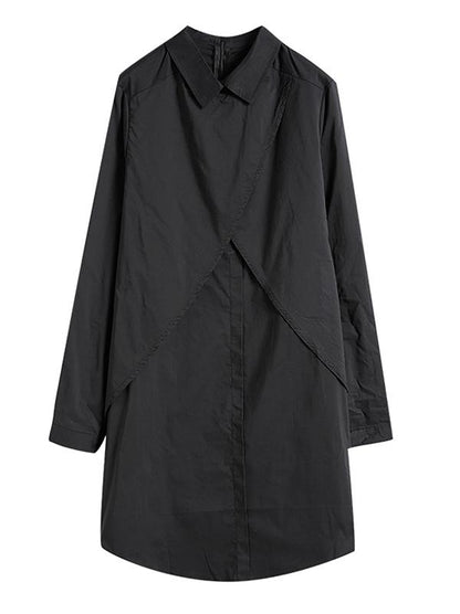 Long Sleeves Cropped Solid Shirt Dress