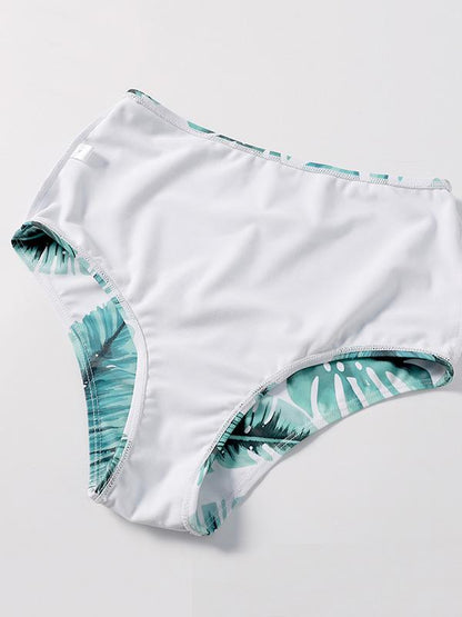Flower Printed Spaghetti-neck High Waist Tankini Swimsuit