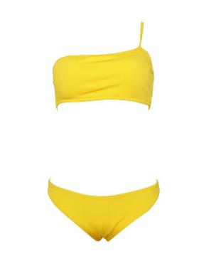 Ribbed Bandeau Plain Bikini